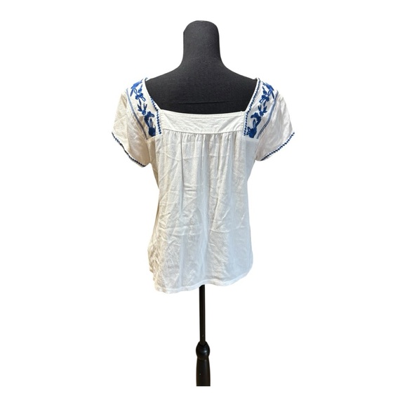 Ellison White and Blue Embroidered Blouse - Picture 4 of 5